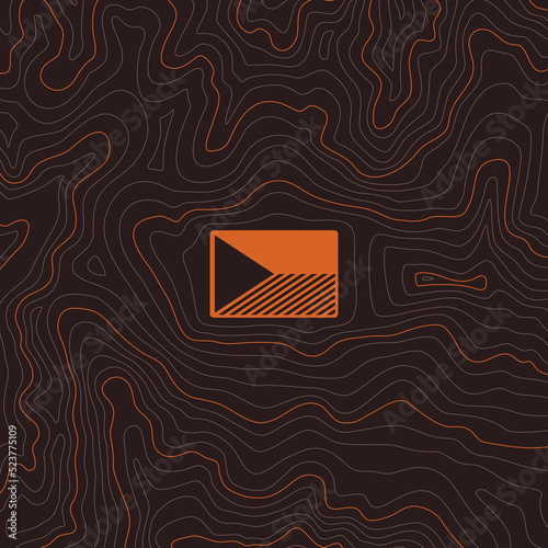Vector background with texture topographic contour line, isolines with CZ flag inside. 