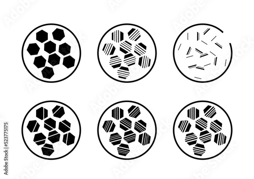 図形を組み合わせた模様 6パターン 白黒