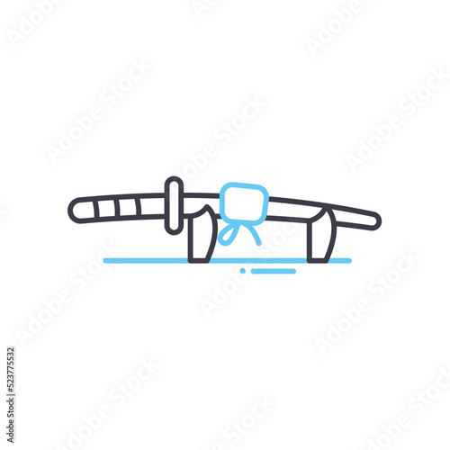 samurai sword line icon, outline symbol, vector illustration, concept sign