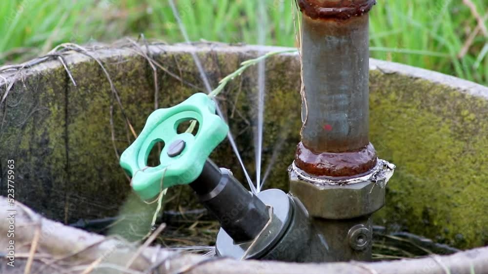 Defect agricultural irrigation system shows water leakage under high