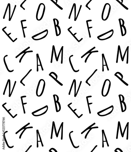 Vector seamless pattern of hand drawn sketch doodle letters isolated on white background