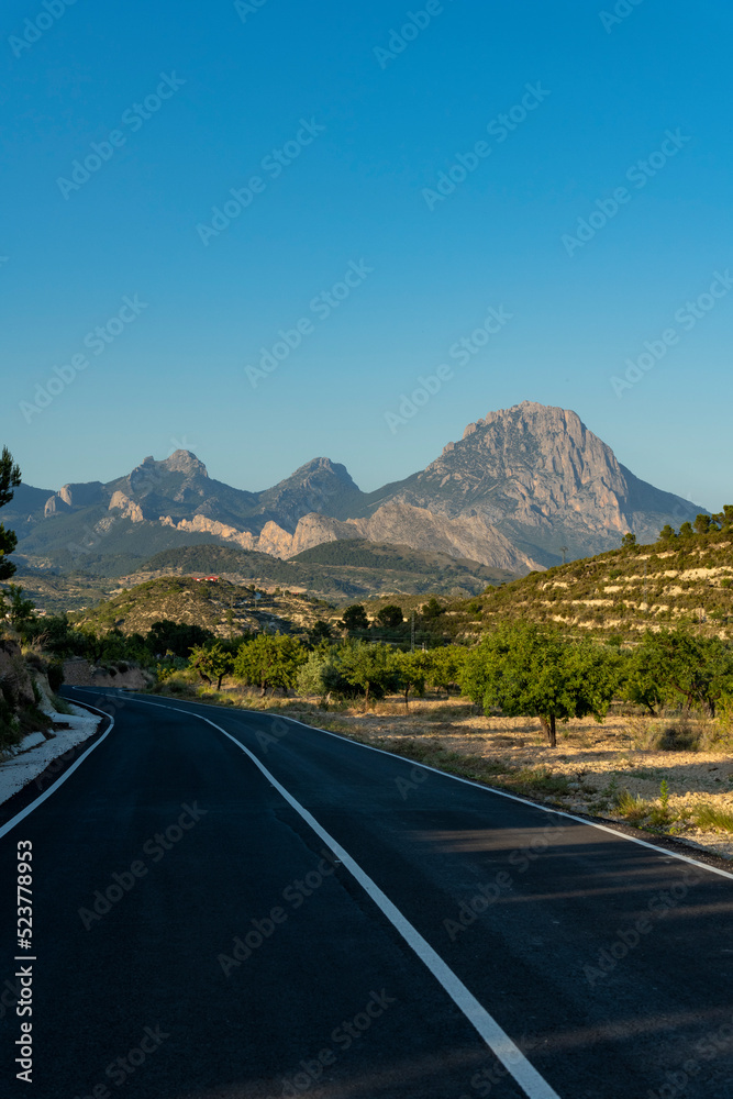 Landscape of a mountain road on Costa Blanca, Alicante, Spain 
