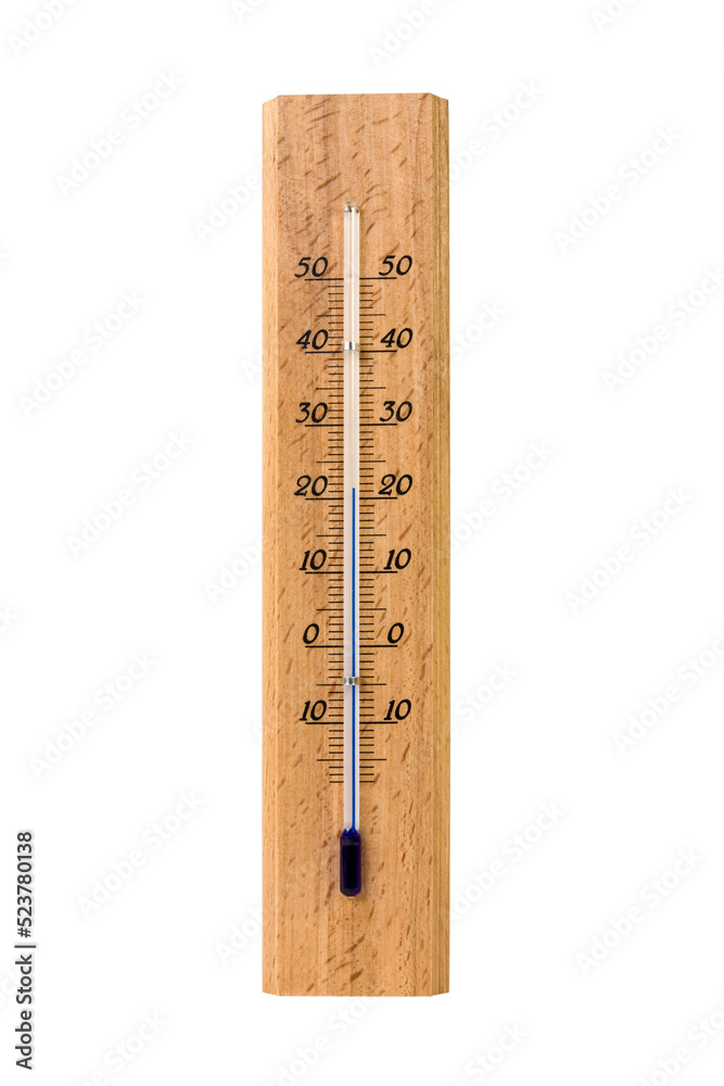 Wooden thermometer showing 21 degree temperature Wooden thermometer showing 21 degree temperature
