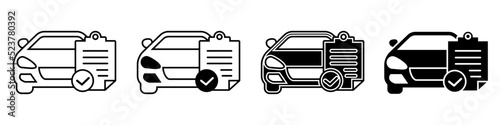 Car service vector icon set. Checkup illustration sign collection. Registration symbol.