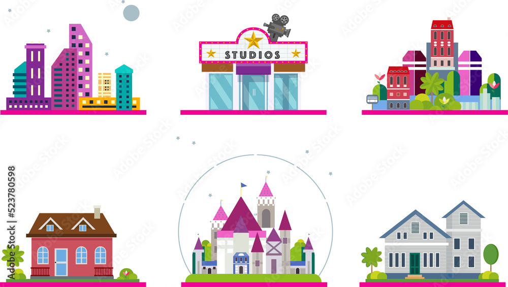 Set of home town building design Set of home town building design