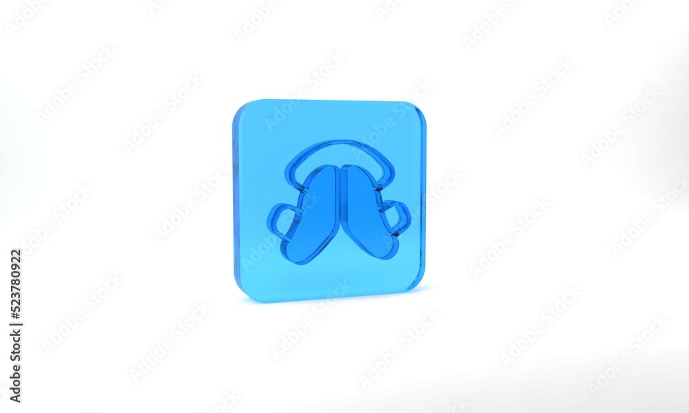 Blue Dental tooth plate icon isolated on grey background. Glass square button. 3d illustration 3D render Blue Dental tooth plate icon isolated on grey background. Glass square button. 3d illustration 3D render