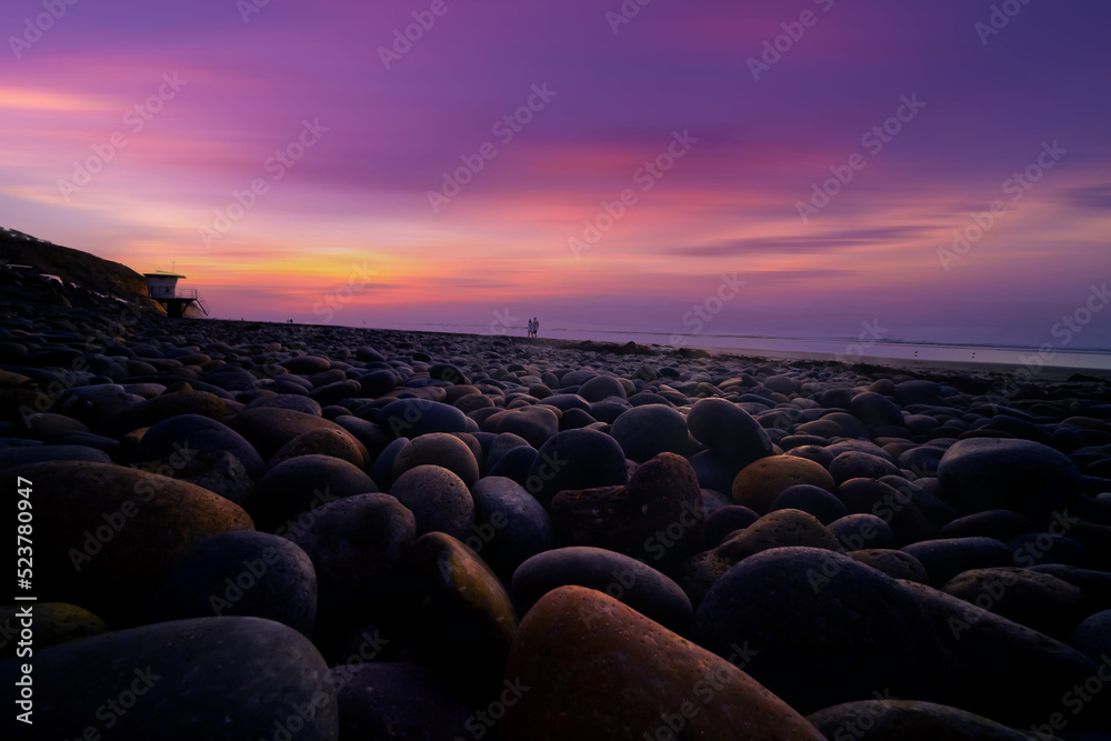 Obraz premium Sea beach sunset, San Diego, California, United States,
