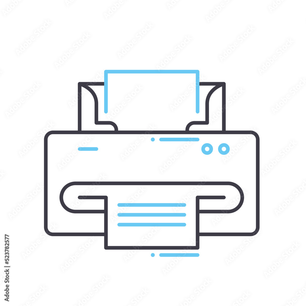 printer line icon, outline symbol, vector illustration, concept sign printer line icon, outline symbol, vector illustration, concept sign