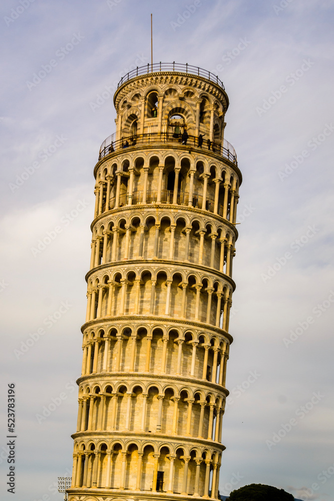 Detail of the Leaning Tower of Pisa at Pisa, Tuscany, Italy