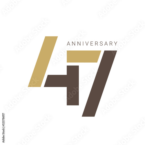 Free Download 47 Years Anniversary Logo, number, Golden Color, Vector Template Design element for birthday, invitation, wedding, jubilee and greeting card illustration. - GFXLoad