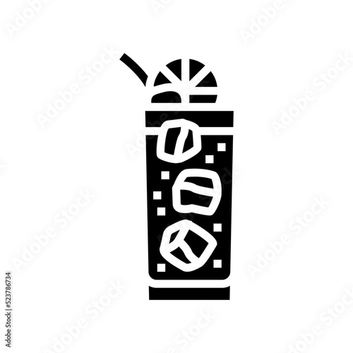 tom collins cocktail glass drink glyph icon vector illustration