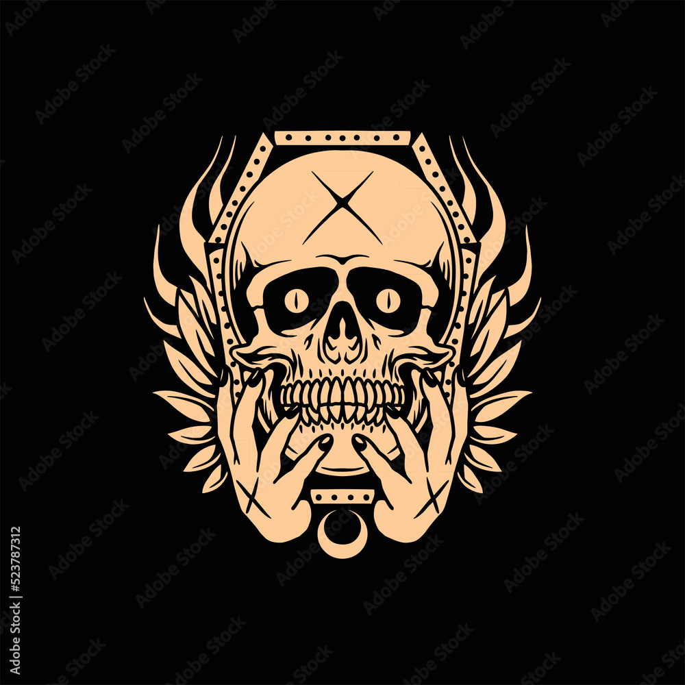 dark skull tattoo vector design
