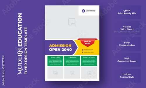 Back to School Flyer Design Template, School Admission Flyer Template Layout, Creative Clean and Modern Flyer Template Design. Brochure design, Cover Modern Layout, Annual Report, Poster, Flyer in A4.