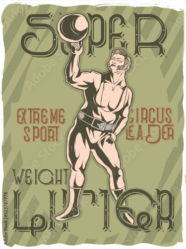 An athlete with kettlebell, weight lifter
