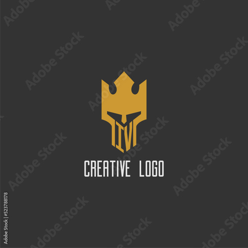 IV initial monogram logo for gaming with creative king spartan image design