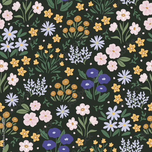 Wild grass seamless patterns, mystical vector repeating background. Floral digital paper