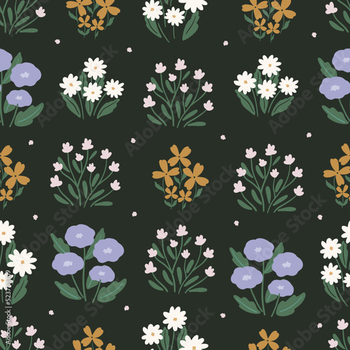 Wild grass seamless patterns, mystical vector repeating background. Floral digital paper