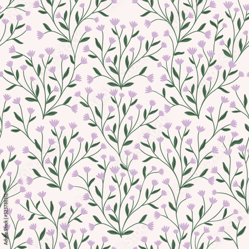 Wild grass seamless patterns with small flowers, mystica endlessl vector repeating background with wildflowers. Floral digital paper