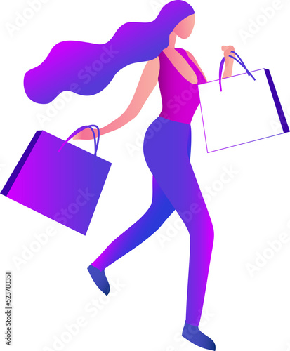 Woman holding shopping bags on pgn backgorund photo