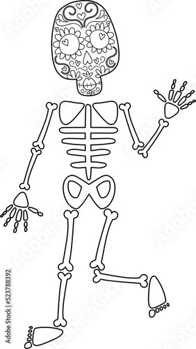Mexican Catrina skeleton say hello, día de los muertos