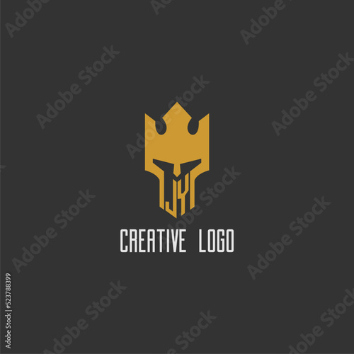 JY initial monogram logo for gaming with creative king spartan image design