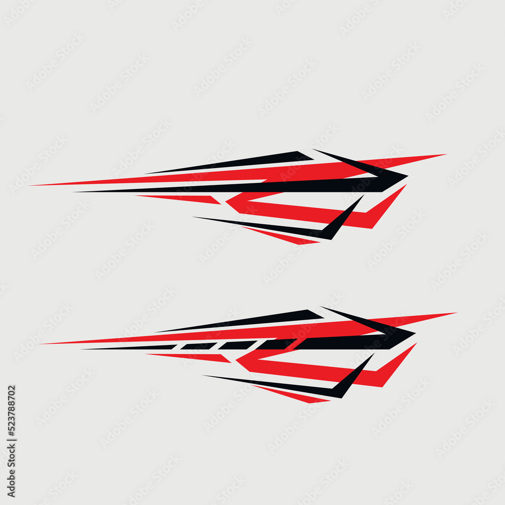 car wrapping decal template vector design. racing car body decals
