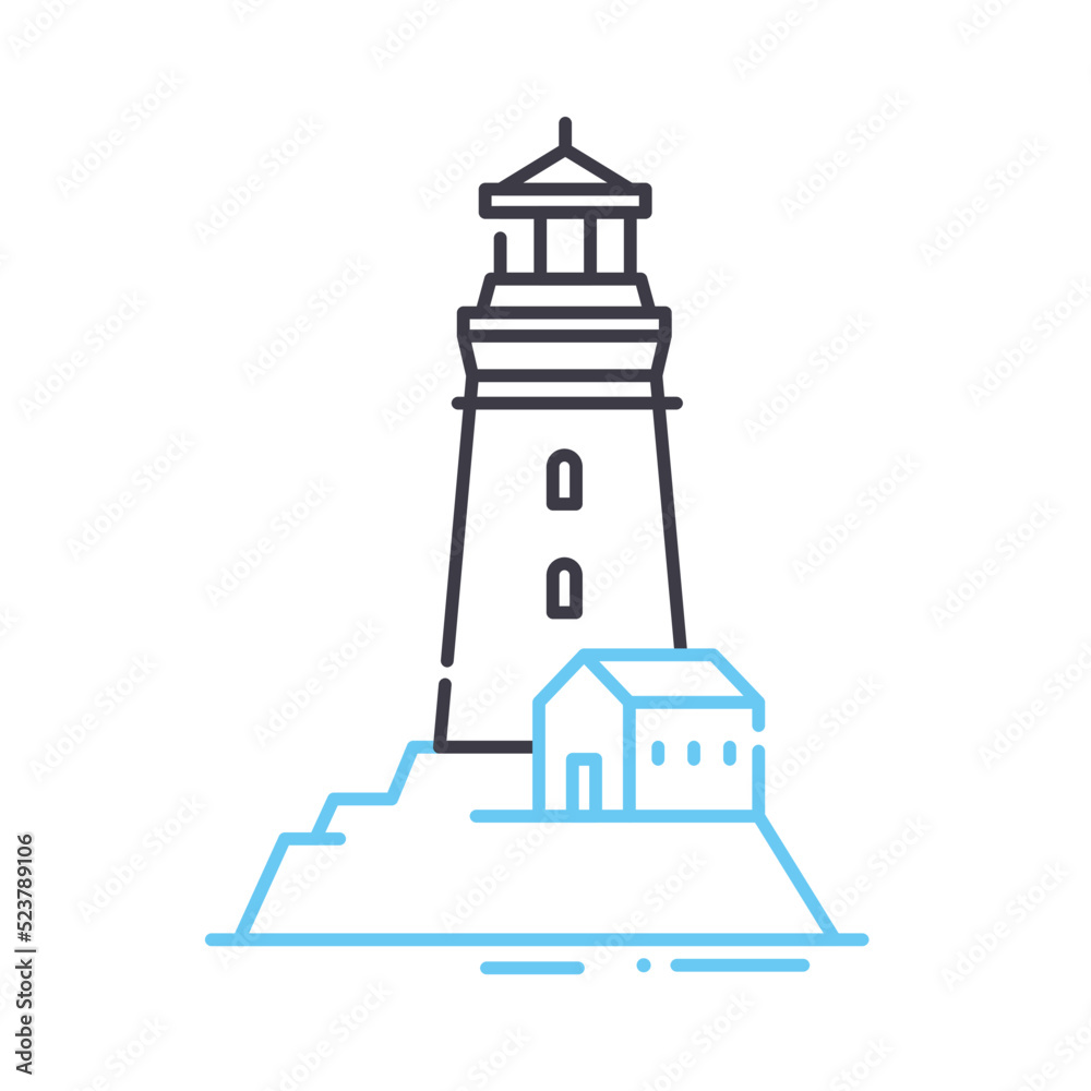 lighthouse building line icon, outline symbol, vector illustration, concept sign