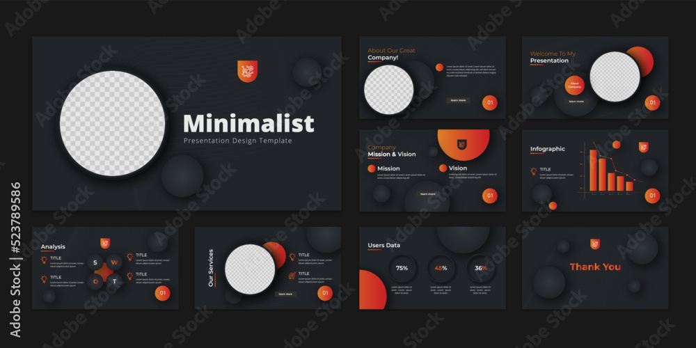 gradient minimalist business presentation with geometric shapes infographic elements set 