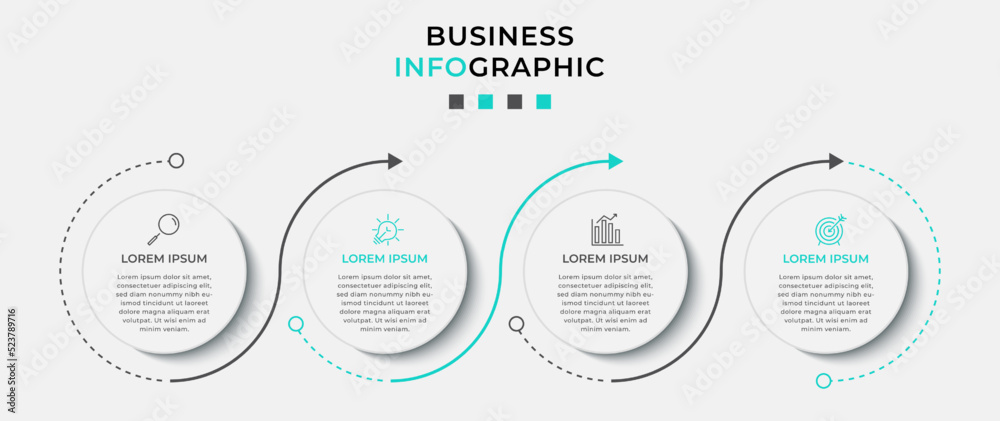Vector Infographic design business template with icons and 4 options or steps. Can be used for process diagram, presentations, workflow layout, banner, flow chart, info graph Vector Infographic design business template with icons and 4 options or steps. Can be used for process diagram, presentations, workflow layout, banner, flow chart, info graph