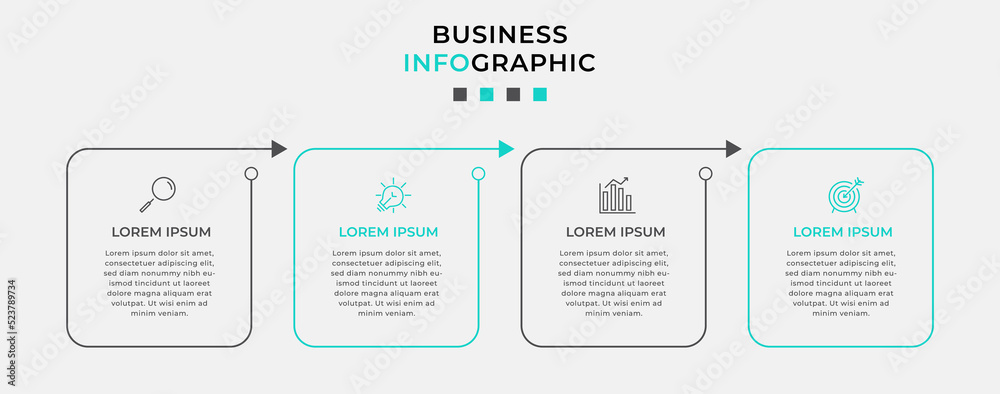 Vector Infographic design business template with icons and 4 options or steps. Can be used for process diagram, presentations, workflow layout, banner, flow chart, info graph Vector Infographic design business template with icons and 4 options or steps. Can be used for process diagram, presentations, workflow layout, banner, flow chart, info graph