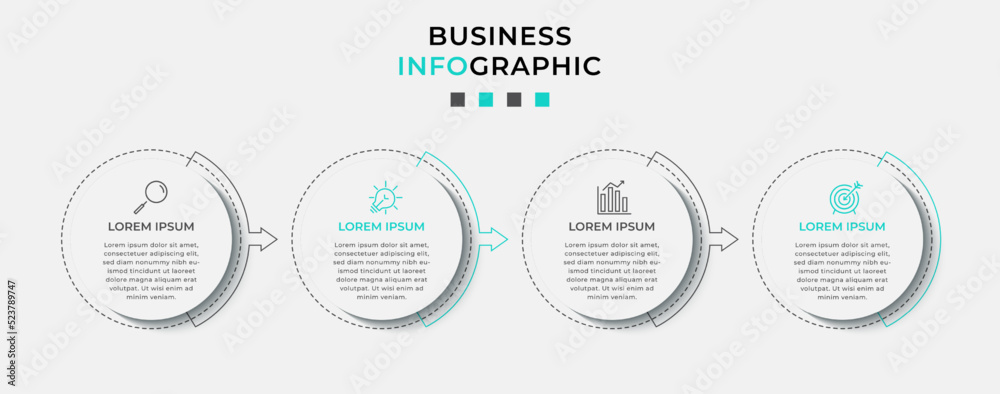 Vector Infographic design business template with icons and 4 options or steps. Can be used for process diagram, presentations, workflow layout, banner, flow chart, info graph Vector Infographic design business template with icons and 4 options or steps. Can be used for process diagram, presentations, workflow layout, banner, flow chart, info graph