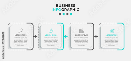 Vector Infographic design business template with icons and 4 options or steps. Can be used for process diagram, presentations, workflow layout, banner, flow chart, info graph