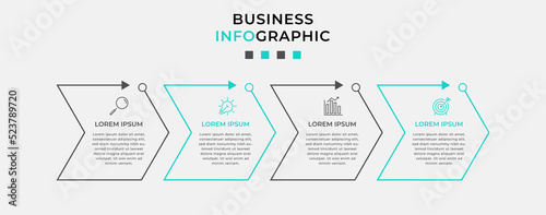 Vector Infographic design business template with icons and 4 options or steps. Can be used for process diagram, presentations, workflow layout, banner, flow chart, info graph