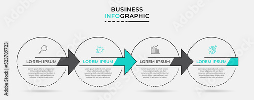 Vector Infographic design business template with icons and 4 options or steps. Can be used for process diagram, presentations, workflow layout, banner, flow chart, info graph