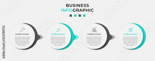 Vector Infographic design business template with icons and 4 options or steps. Can be used for process diagram, presentations, workflow layout, banner, flow chart, info graph