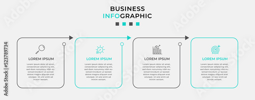 Vector Infographic design business template with icons and 4 options or steps. Can be used for process diagram, presentations, workflow layout, banner, flow chart, info graph