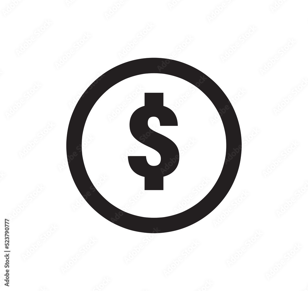 Vector dollar bank note and coin. Dollar sign icon graphic design template. Vector dollar bank note and coin. Dollar sign icon graphic design template.