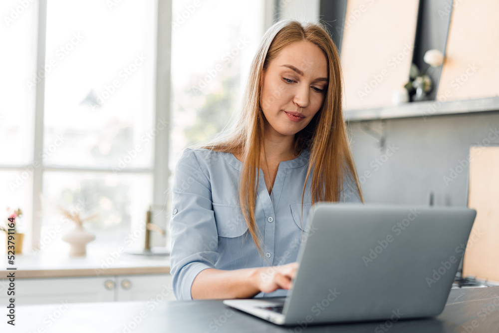 Young female entrepreneur working on a laptop at home Young female entrepreneur working on a laptop at home
