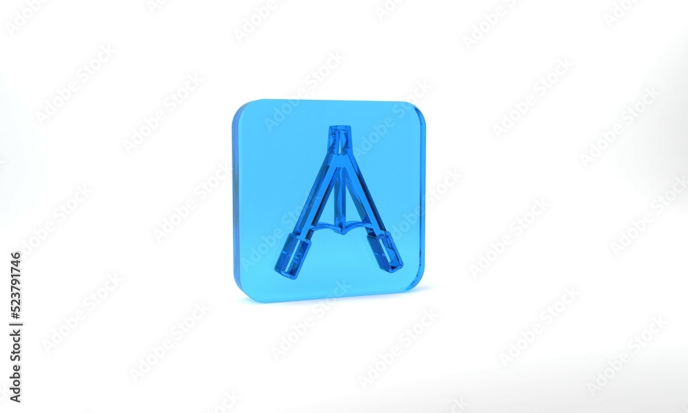 Blue Air blower bellows icon isolated on grey background. Glass square button. 3d illustration 3D render Blue Air blower bellows icon isolated on grey background. Glass square button. 3d illustration 3D render