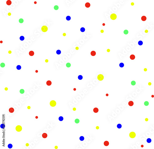Seamless pattern with geometric abstract pattern of dots, dots, circles, red, yellow, green on white background