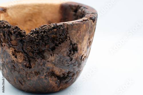Handmade wood turned bowl llive edge oak burr or burl