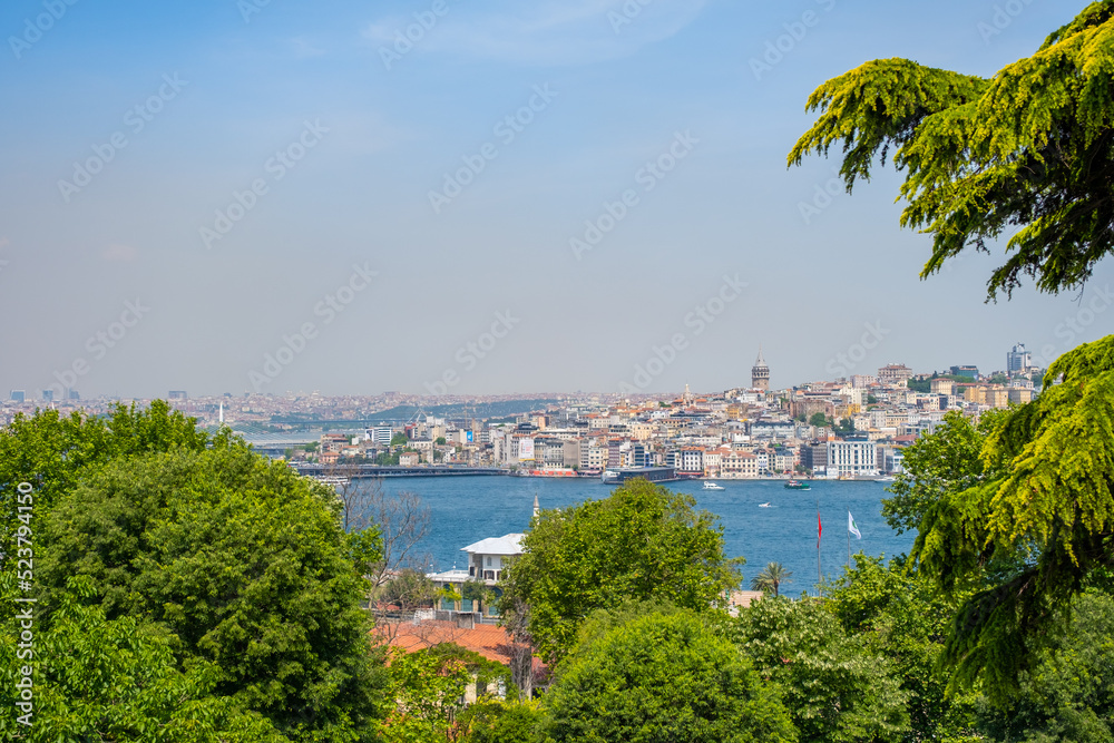 Panoramic view of Asian side or anatolian side of Istanbul including Kadikoy and Uskudar districts from Topkapi Palace.
