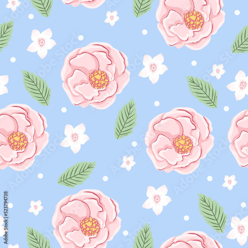 Seamless pattern with roses. Floral background for fabric, wrapping, textile, wallpaper, apparel. Vector illustration.
