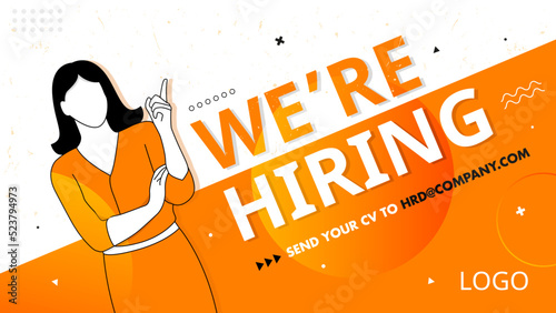 We are hiring banner design with flat woman illustration