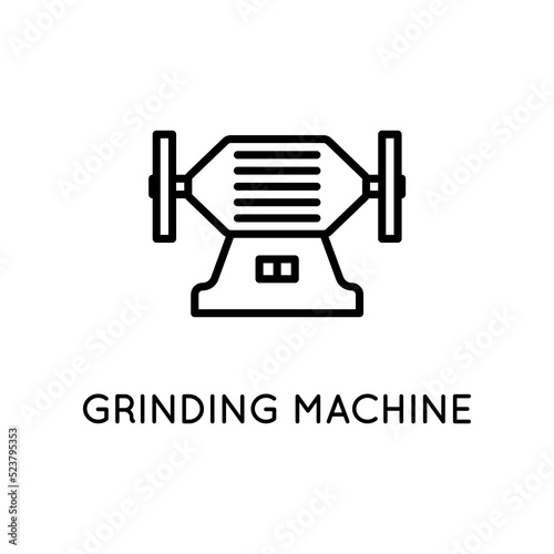 Grinding Machine Icon. Tool, Sharpening, Grinding, Processing, Plastic, Metal, Wood. Vector sign in simple style isolated on white background. Original size 64x64 pixels.