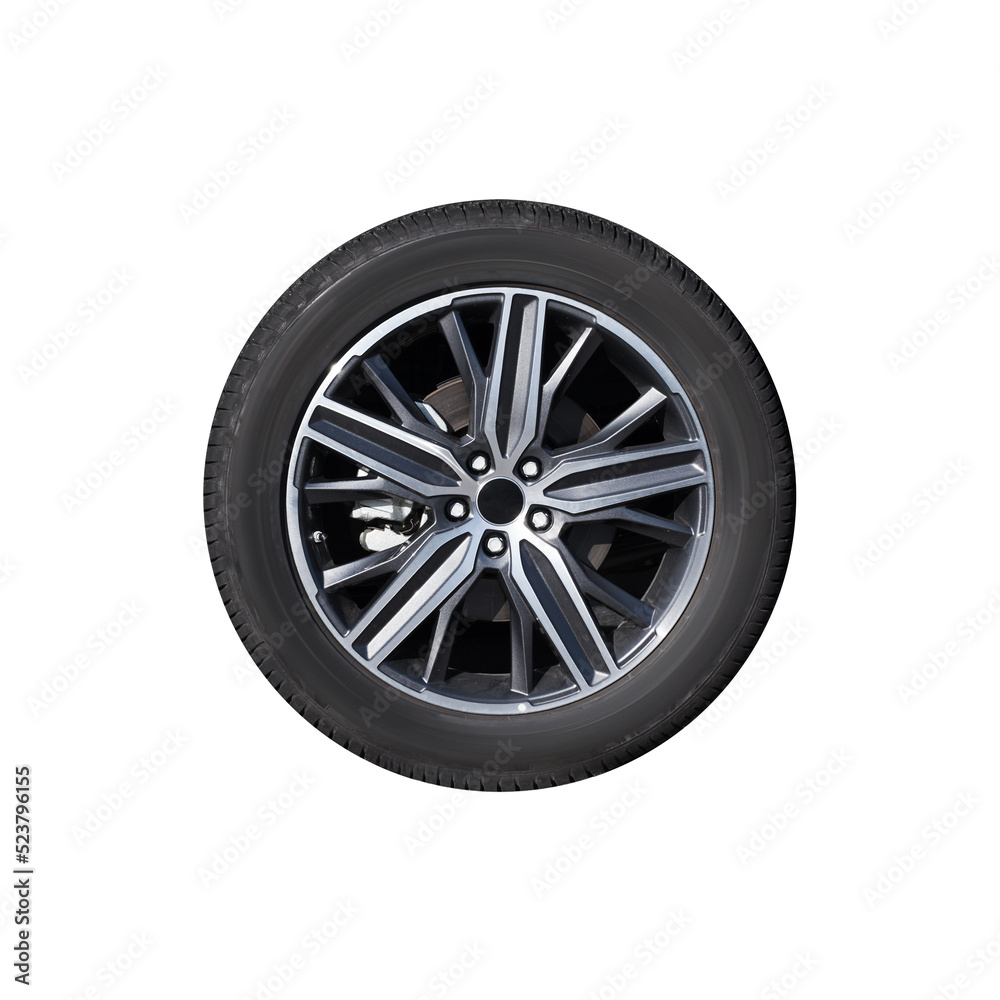 Brand new car wheel isolated on white