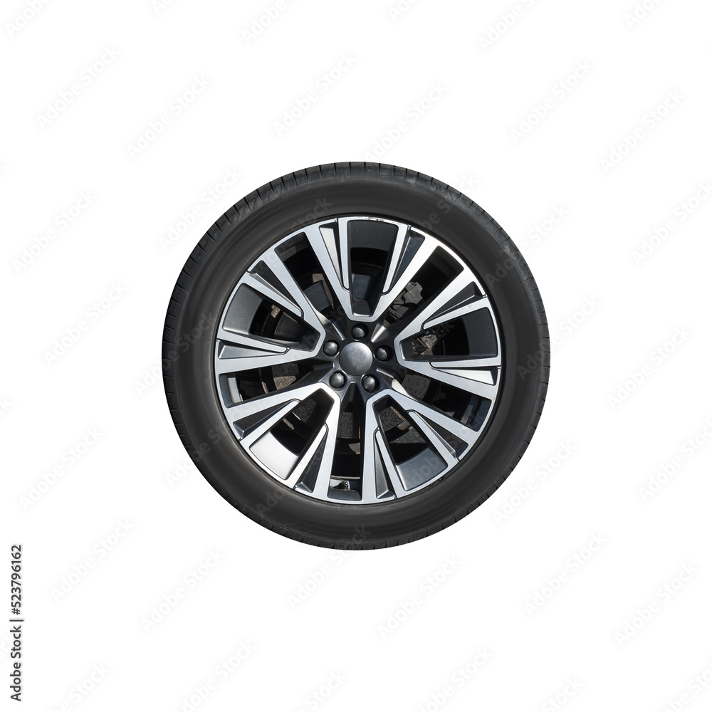 Shiny new car wheel isolated on white Shiny new car wheel isolated on white