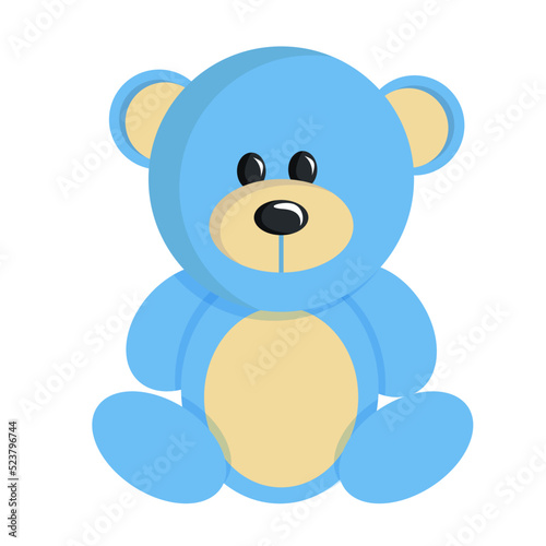 baby toy soft teddy bear blue color vector illustration 