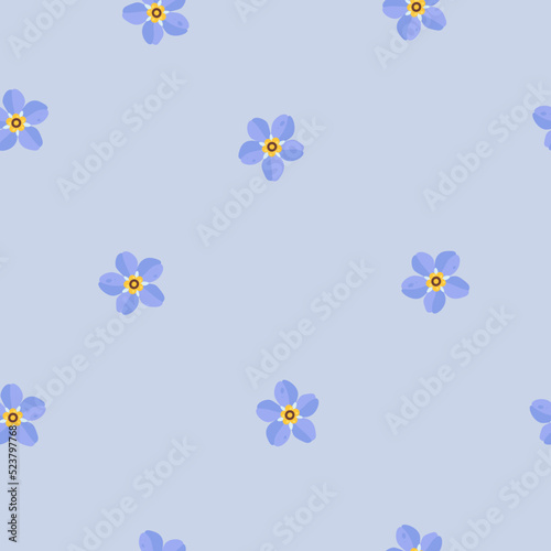Forget-me-not vector pattern in blue tones in minimalism