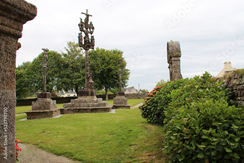 calvary in plomodiern in brittany (france) photo